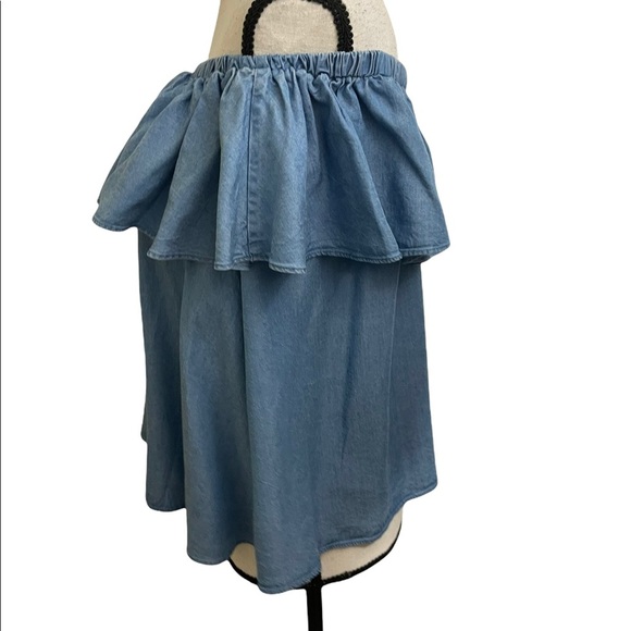 Rebecca Minkoff womens chambray off shoulder X-Small blouse/Top. - Picture 6 of 8
